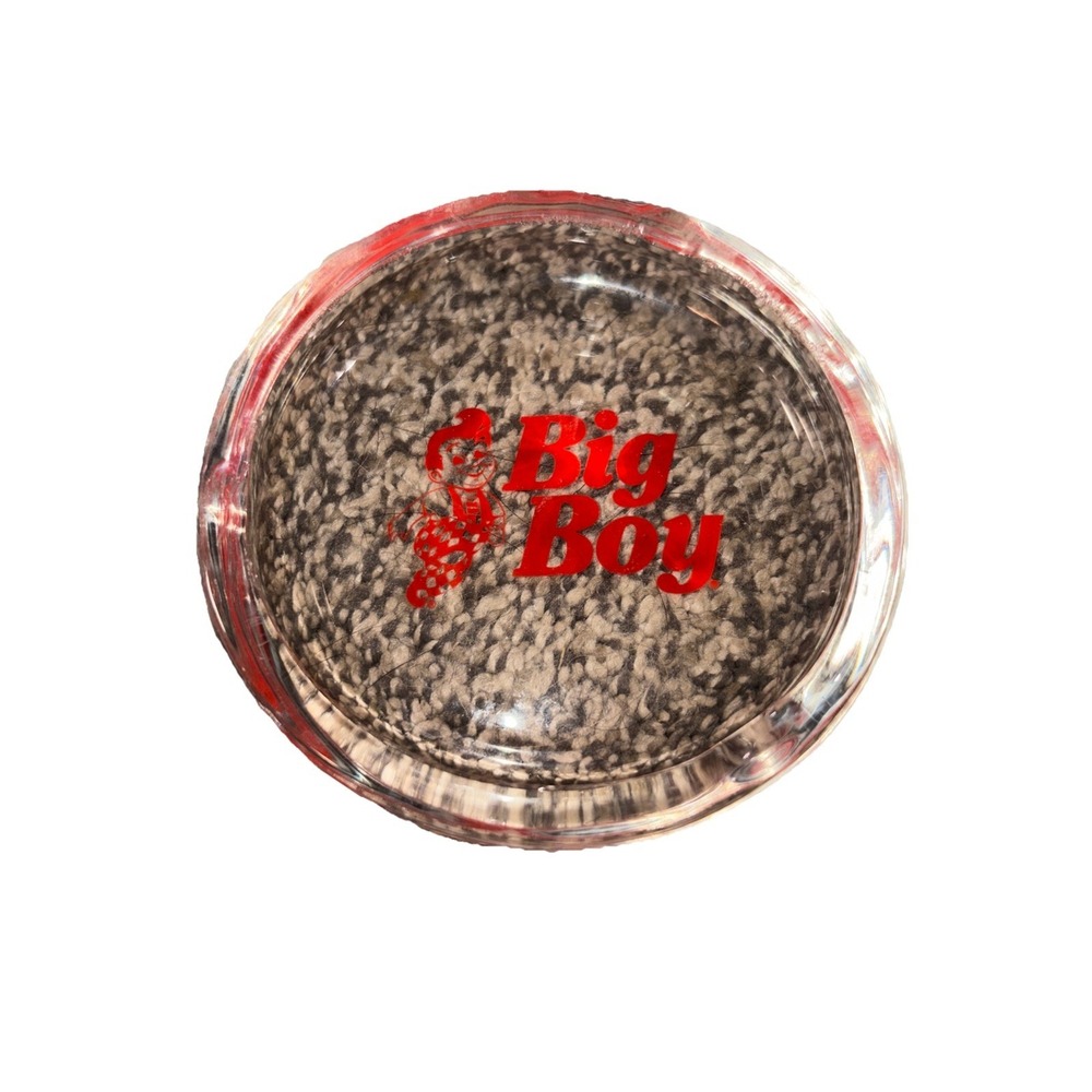 Vintage Big  Boy Diner Ash Tray 1970's Clear Glass And Red Design